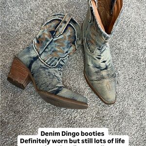 Dingo Denim Ankle Booties - Blue and Brown